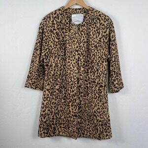 Carol Anderson by Invitation‎ Leopard Coat Women's Size Medium 3/4 Sleeve